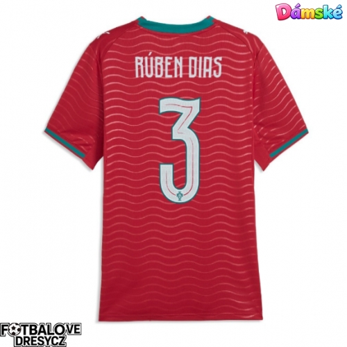 Portugalsko Ruben Dias #3 Dámské Domácí Dres MS 2026 Krátký Rukáv Portugalsko Ruben Dias #3 Dámské Domácí Dres MS 2026 Krátký Rukáv